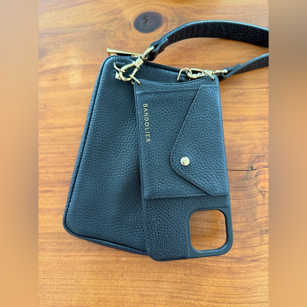 Bandolier Hailey Crossbody iPhone 12 Pro Max Case Black/Gold w/ Expanded Pouch